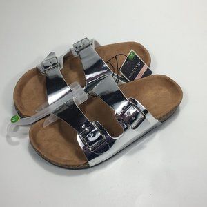 West Loop Metallic Buckle Slide Sandals Girl's NEW